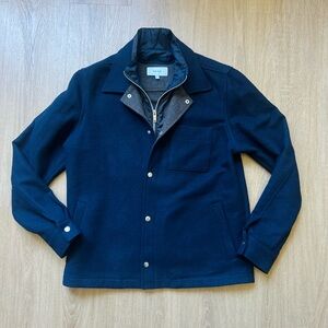 Reiss Lemar Hybrid Press Stud Overshirt Wool Men’s Small Navy Blue